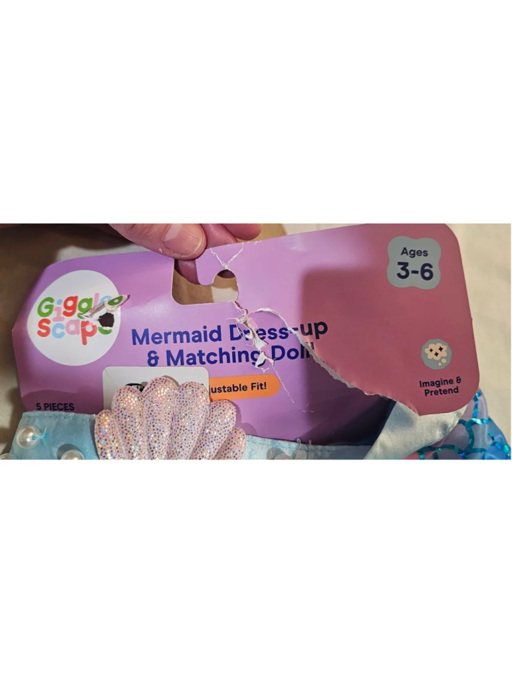 Gigglescape Girls Mermaid Costume Set Size 3-6 years Blue Purple